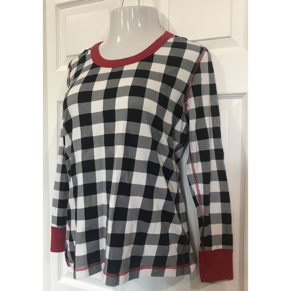 HANNA ANDERSSON  Buffalo Check Long Sleeve Knit Top Women's XL